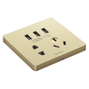 公牛(BULL) 开关插座 G12系列 五孔带3位USB接口插座86型暗装面板插座G12E536 香槟金