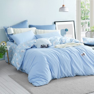 LOVO 罗莱生活出品四件套纯棉床上四件套双人全棉床上用品床单被罩套件 暖风清野 1.8米床(被套220x240cm)