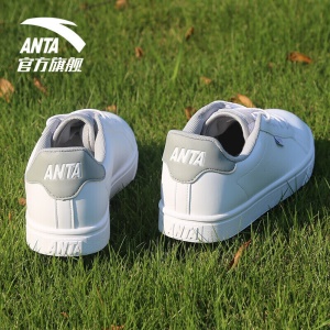 安踏 ANTA 男鞋春夏透气运动鞋男子休闲板鞋 时尚百搭小白鞋 安踏白/浅灰 42