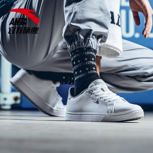 安踏 ANTA 男鞋春夏透气运动鞋男子休闲板鞋 时尚百搭小白鞋 安踏白/浅灰 42