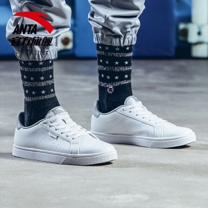 安踏 ANTA 男鞋春夏透气运动鞋男子休闲板鞋 时尚百搭小白鞋 安踏白/浅灰 42