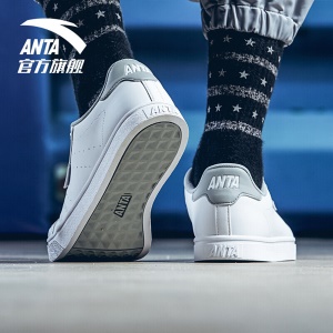安踏 ANTA 男鞋春夏透气运动鞋男子休闲板鞋 时尚百搭小白鞋 安踏白/浅灰 42