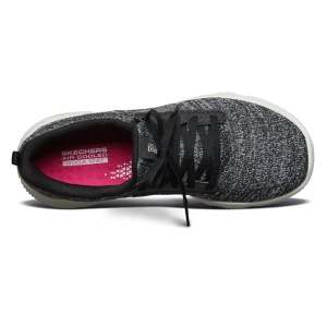 斯凯奇Skechers运动休闲鞋女 轻便透气防滑缓震跑步鞋15164 黑色/白色BKW 38