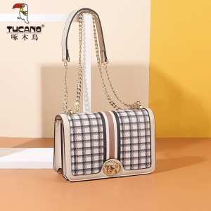 啄木鸟（TUCANO）女包包时尚单肩包格纹链条包女斜挎包百搭大气女士包包潮