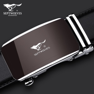 七匹狼男士皮带真皮商务自动扣腰带男牛皮裤带新品纯休闲潮流 新黑色