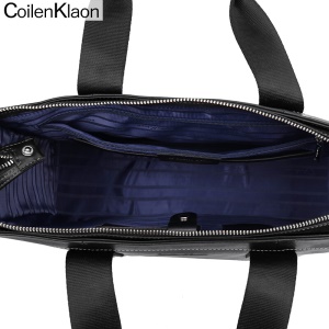 CoilenKlaon公文包男头层牛皮办公商务包真皮男士手提包电脑公务手拎包休闲皮包大容量男包 黑色CK130