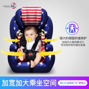 贝蒂乐汽车儿童安全座椅0-4-12岁宝宝婴儿小孩车载安全椅可坐躺简易折叠便携增高垫 红黑色