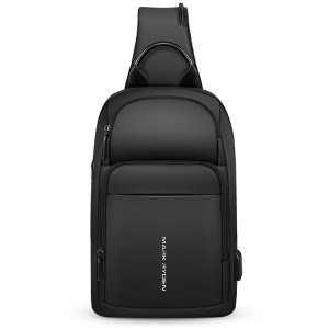 马可莱登（MARK RYDEN）单肩包男士胸包大容量斜挎包多功能9.7英寸iPad小背包旅行挎包MR7618典雅黑