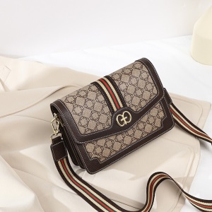 爱情海包包女包时尚百搭斜挎包女韩版宽肩带印花单肩包女潮大容量流行小方包(咖啡色)