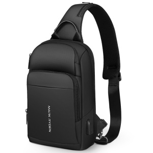 马可莱登（MARK RYDEN）单肩包男士胸包大容量斜挎包多功能9.7英寸iPad小背包旅行挎包MR7618典雅黑