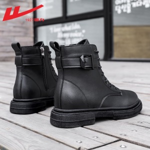 回力女鞋 马丁靴女士短靴女2021秋季新款英伦风单靴潮ins酷百搭薄款厚底靴子女 0295黑色 请选择正确尺码