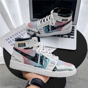 【电玩渐变】【潮牌联名】潮流男鞋秋季新款高帮板鞋韩版百搭运动休闲潮鞋INS青少年时尚鞋子冬季加绒棉鞋 鸳鸯色【四季款】 42