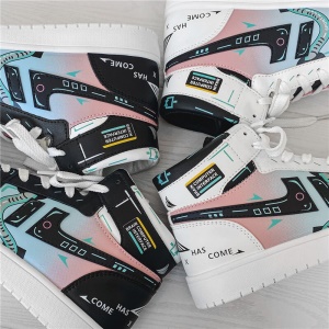 【电玩渐变】【潮牌联名】潮流男鞋秋季新款高帮板鞋韩版百搭运动休闲潮鞋INS青少年时尚鞋子冬季加绒棉鞋 鸳鸯色【四季款】 42