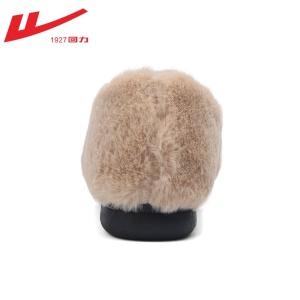 回力 豆豆鞋女鞋加绒棉保暖鞋2021新品秋冬季女士羊羔毛平底百搭懒人一脚蹬单鞋毛毛鞋子女 棕色（马衔扣款） 0110 38