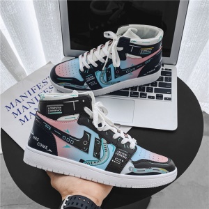 【电玩渐变】【潮牌联名】潮流男鞋秋季新款高帮板鞋韩版百搭运动休闲潮鞋INS青少年时尚鞋子冬季加绒棉鞋 鸳鸯色【四季款】 42